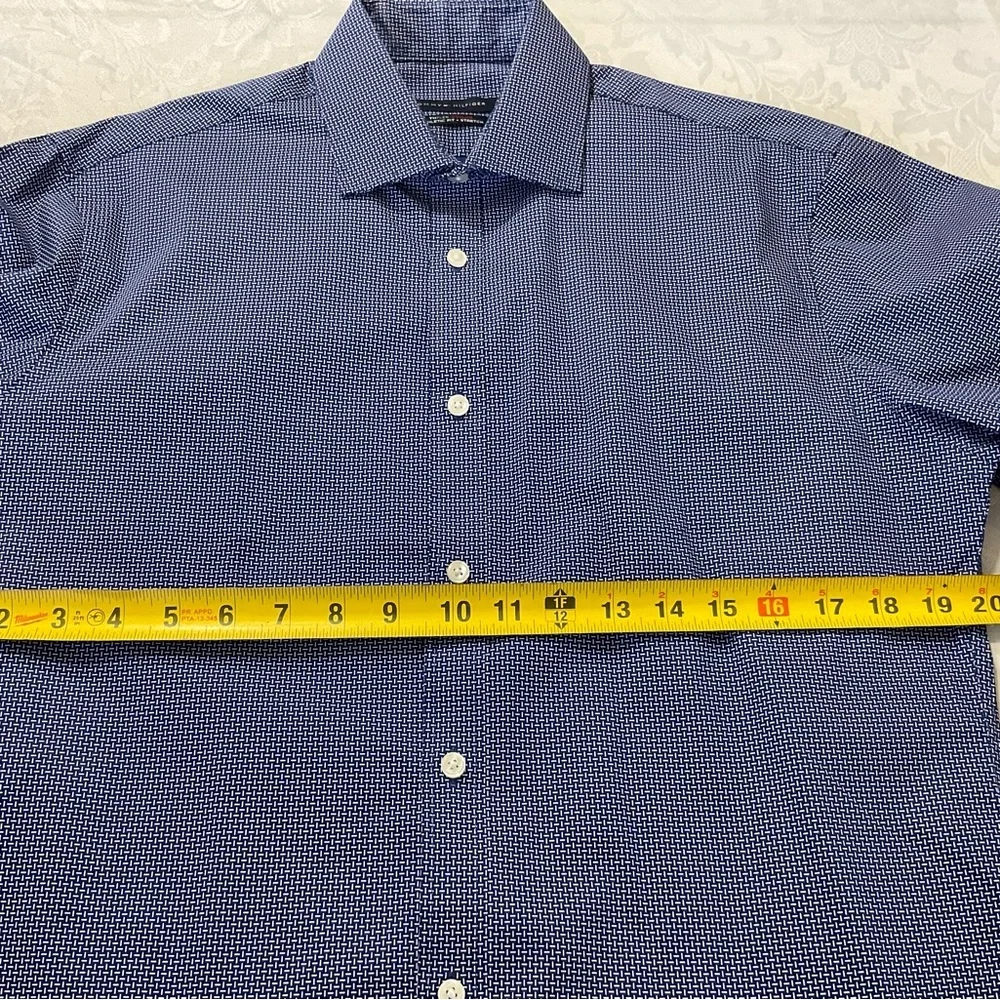 Tommy Hilfiger Shirt Men's Blue Athletic Fit Flex Collared Stretch Size 15 32/33 - Picture 4 of 6